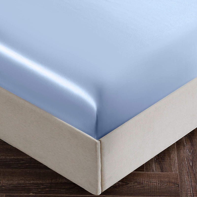 SiinvdaBZX 3Pcs Satin Sheet Set Twin Size Ultra Silky Soft Baby Blue Satin Twin Bed Sheets with Deep Pocket  1 Fitted Sheet  1 Flat Sheet  1 Envelope Closure Pillowcases - Image 4
